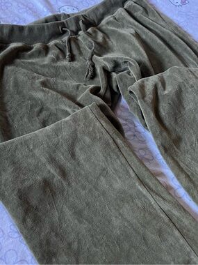 Y2K Olive Green Low Rise Velour Sweatpants